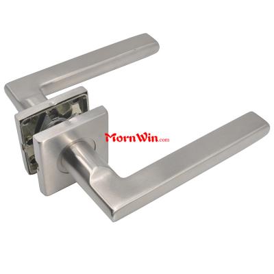 Stainless Steel Tube Door Lever Handle on Square Rose 