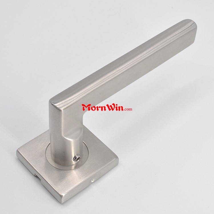 Stainless Steel Tube Door Lever Handle on Square Rose 