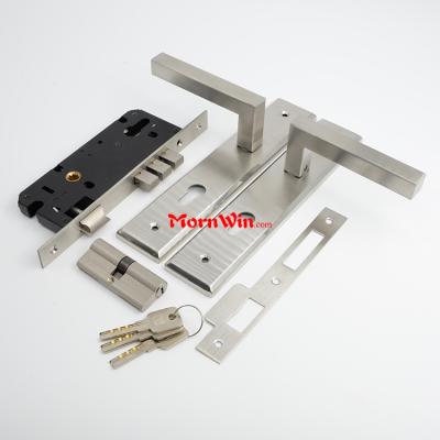 Stainless steel privacy security interior mortise lock door handle set