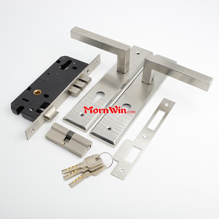 Stainless steel privacy security interior mortise lock door handle set