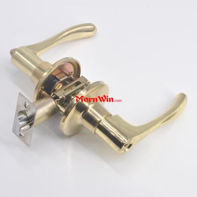 gold plated bathroom tubular lever door lock