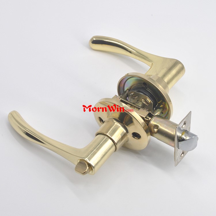 gold plated bathroom tubular lever door lock