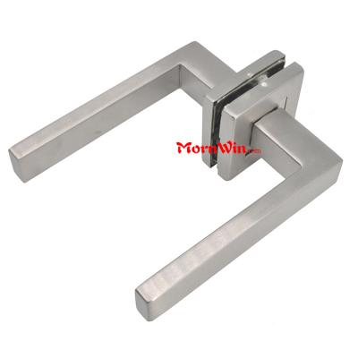 high quality door lever handle with square rose and square escutcheon 