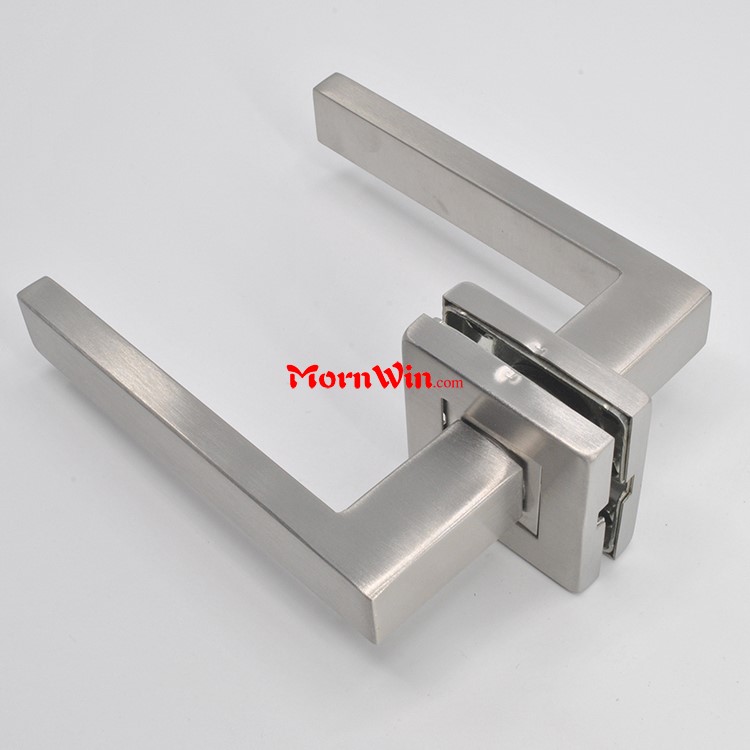 high quality door lever handle with square rose and square escutcheon 