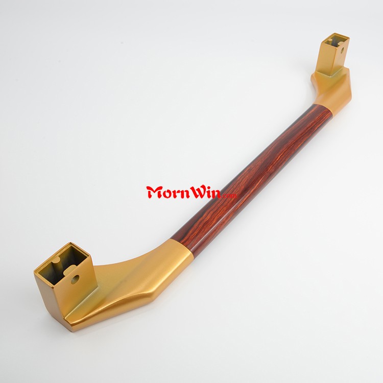 sliding aluminum hall door pull handle with wood