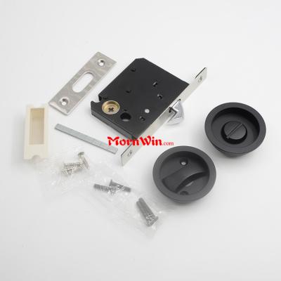 sliding hidden Concealed flush invisible round black hook pocket door lock