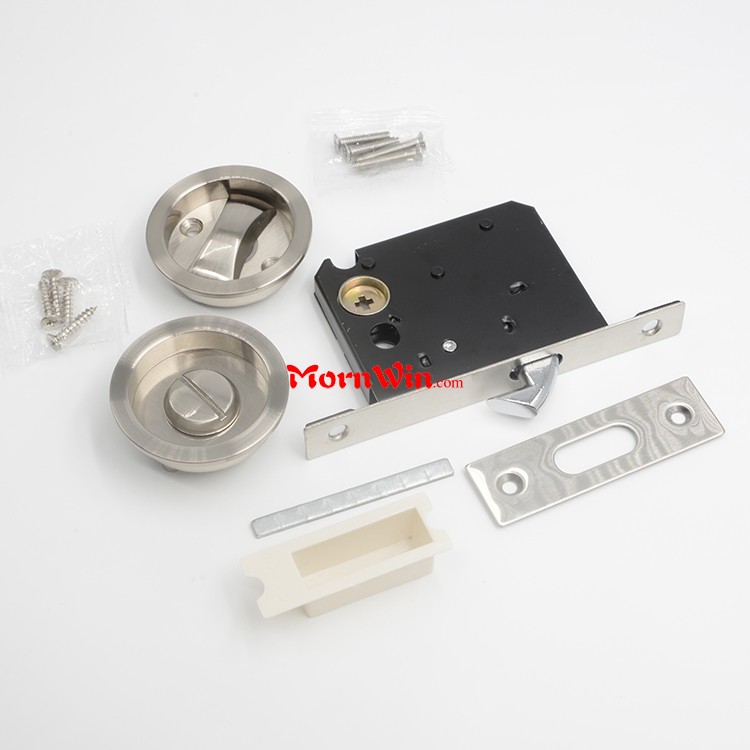 sliding hidden Concealed flush invisible round black hook pocket door lock