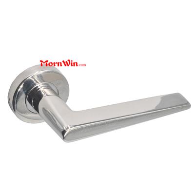 solid stainless steel polished door lever handle with escutcheon