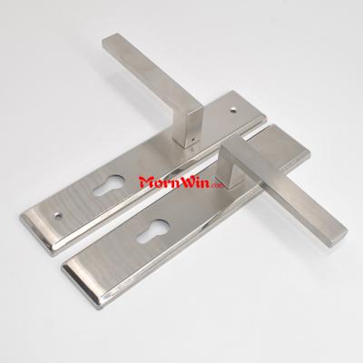 stainless steel lever door handle on square back plate